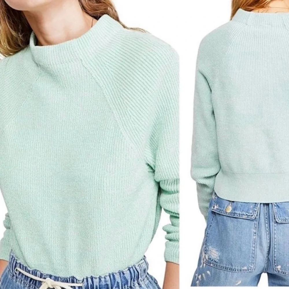 Free People Mint Green Too Good Pullover Sweater Size Large - Picture 3 of 10